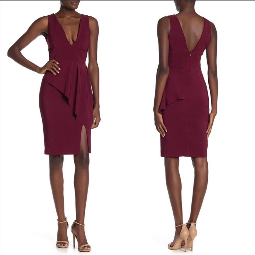 Laundry by Shelli Segal V-Neck Peplum Dress NWT